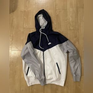 Men’s Nike Windrunner Hooded Training Windbreaker Navy/White/Grey Size Large